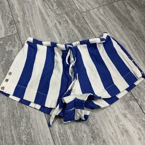 Free People Striped Blue Tie Waist Short